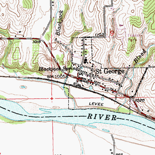 Topographic Map of Saint George Post Office, KS