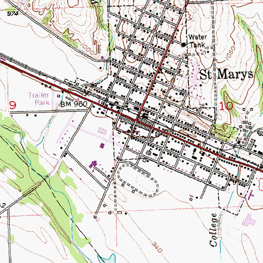 Topographic Map of Saint Marys Post Office, KS