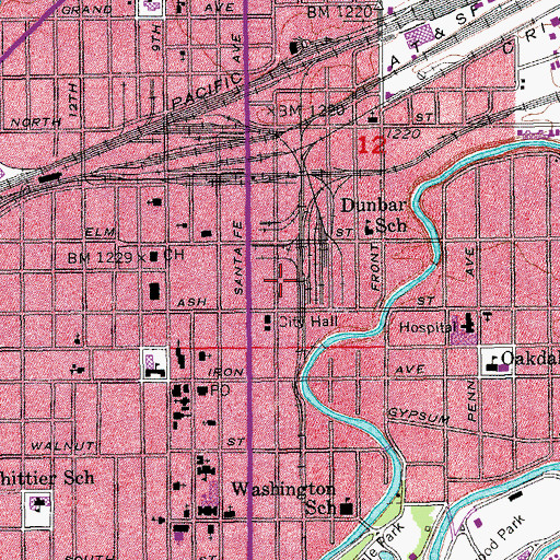 Topographic Map of Salina Post Office, KS