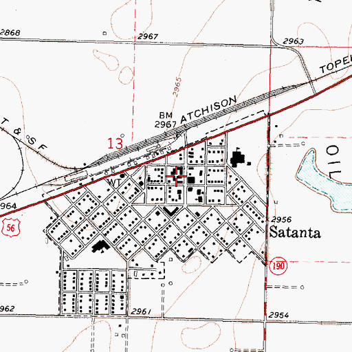 Topographic Map of Satanta Post Office, KS