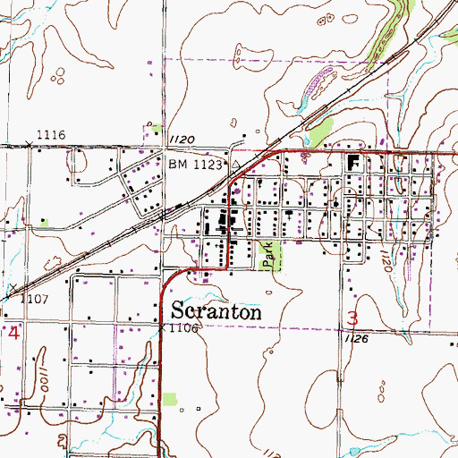 Topographic Map of Scranton Post Office, KS