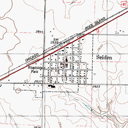 Topographic Map of Selden Post Office, KS