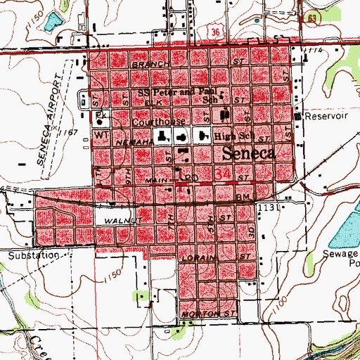 Topographic Map of Seneca Post Office, KS