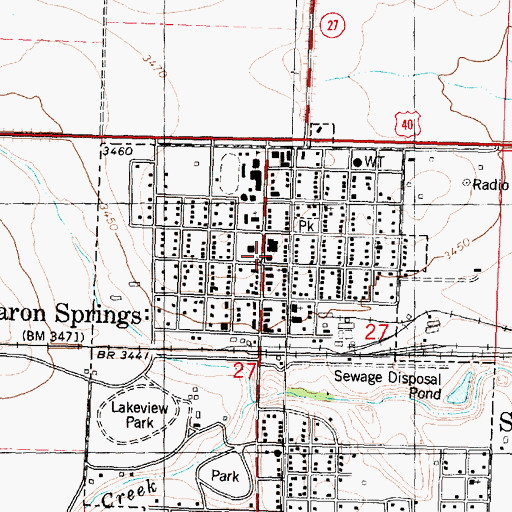 Topographic Map of Sharon Springs Post Office, KS