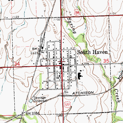 Topographic Map of South Haven Post Office, KS