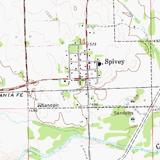 Topographic Map of Spivey Post Office, KS