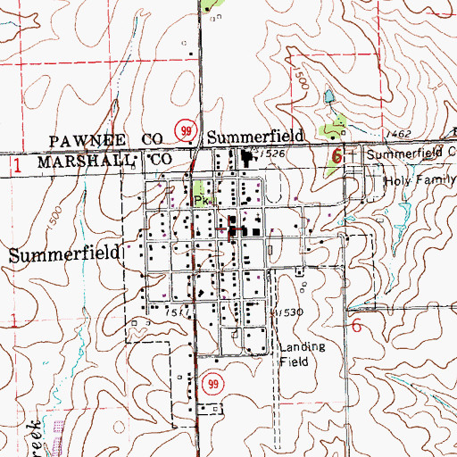 Topographic Map of Summerfield Post Office, KS
