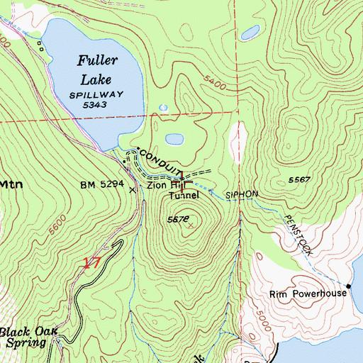 Topographic Map of Zion Hill Tunnel, CA