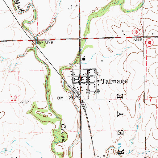 Topographic Map of Talmage Post Office, KS