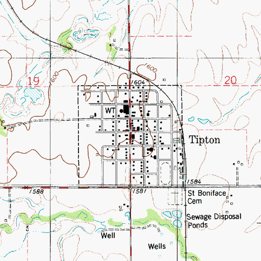 Topographic Map of Tipton Post Office, KS