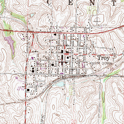 Topographic Map of Troy Post Office, KS