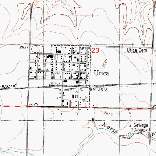Topographic Map of Utica Post Office, KS