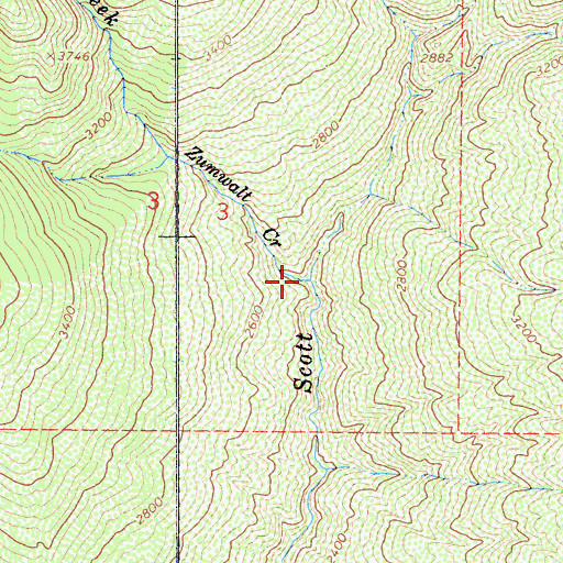 Topographic Map of Zumwalt Creek, CA