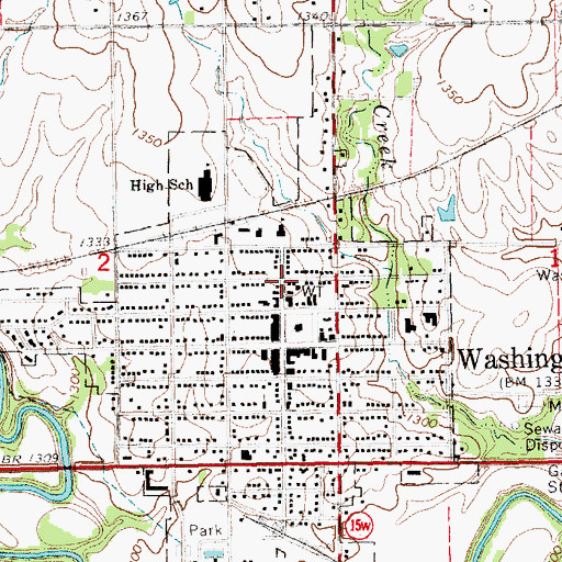 Topographic Map of Washington Post Office, KS