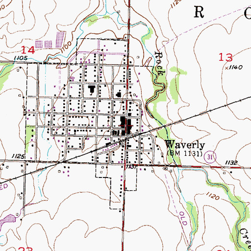 Topographic Map of Waverly Post Office, KS