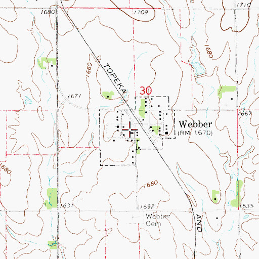 Topographic Map of Webber Post Office, KS