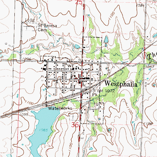 Topographic Map of Westphalia Post Office, KS