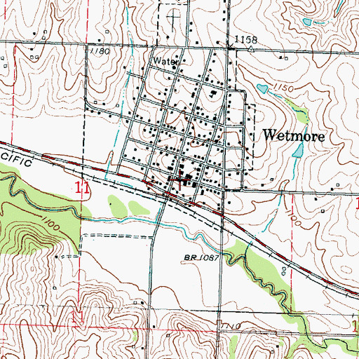 Topographic Map of Wetmore Post Office, KS