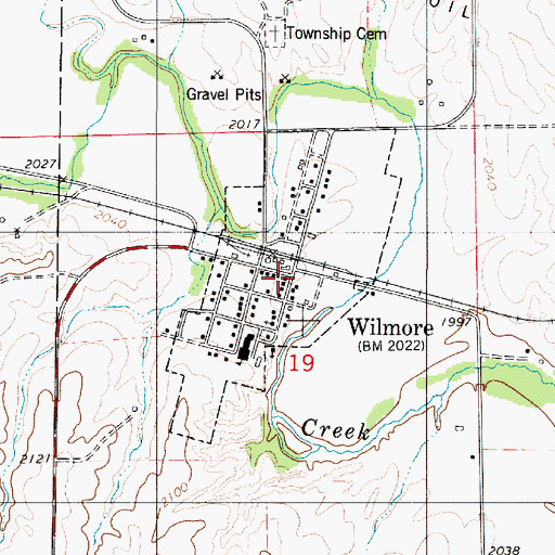 Topographic Map of Wilmore Post Office, KS