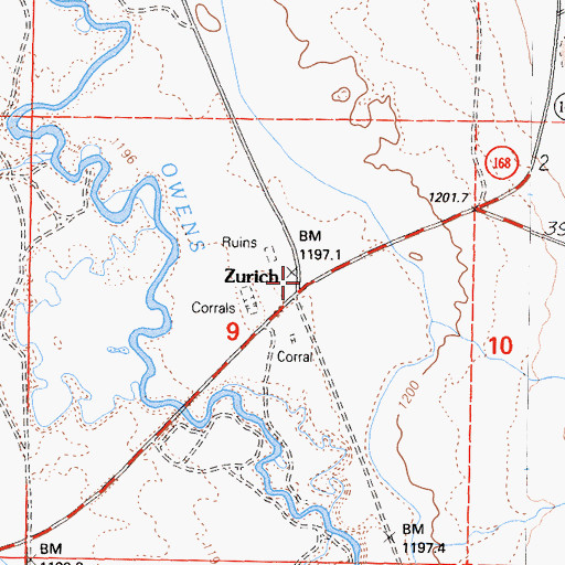 Topographic Map of Zurich, CA