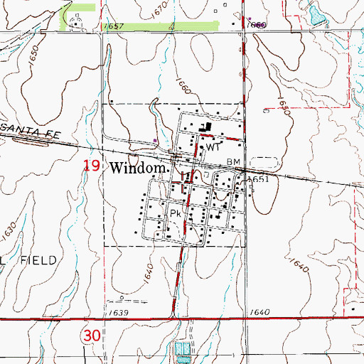 Topographic Map of Windom Post Office, KS