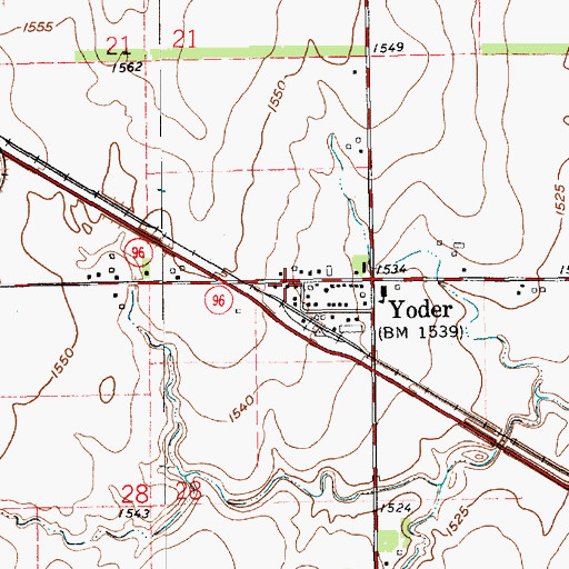 Topographic Map of Yoder Post Office, KS