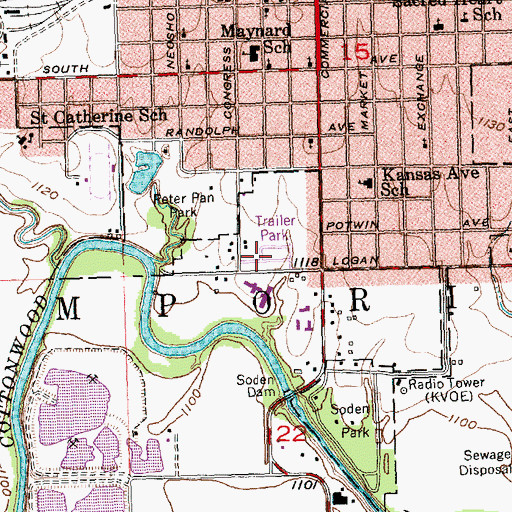 Topographic Map of Belmont Mobile Home Estates, KS