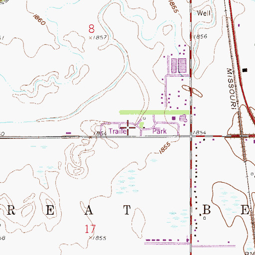 Topographic Map of All Seasons Mobile Home Community, KS