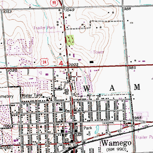 Topographic Map of Bretz's Mobile Home Park, KS