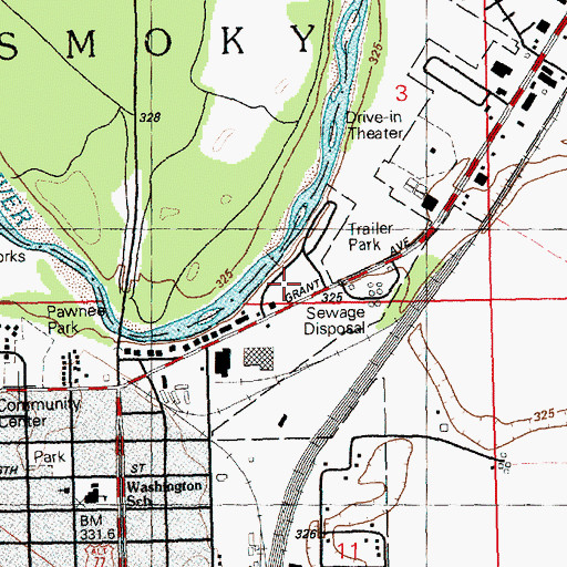 Topographic Map of Cottonwood Mobile Home Estates, KS