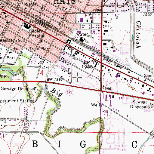 Topographic Map of Cottonwood Mobile Home Park, KS