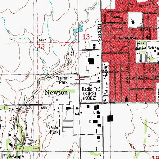 Topographic Map of Country Aire Mobile Home Park, KS