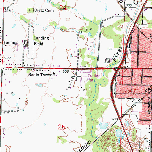 Topographic Map of Country Lane Mobile Home Park, KS