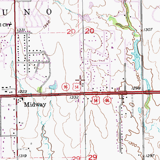 Topographic Map of Countryside Mobile Home Park, KS