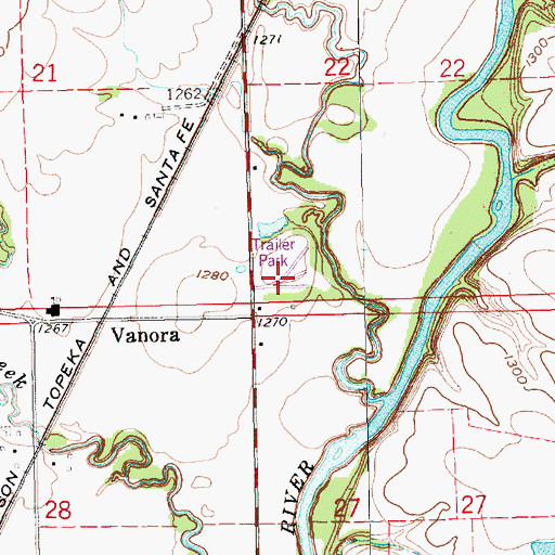 Topographic Map of El Dorado Mobile Estates, KS