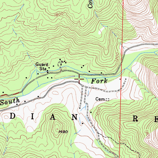 Topographic Map of Gibbon Creek, CA
