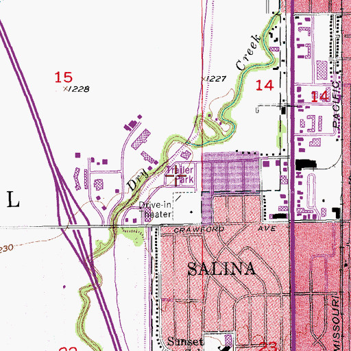 Topographic Map of Golden Spur Mobile Home Park, KS