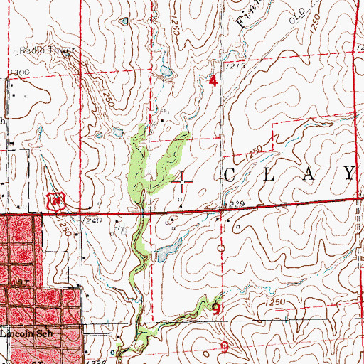 Topographic Map of Hawks Landing Mobile Home Park, KS
