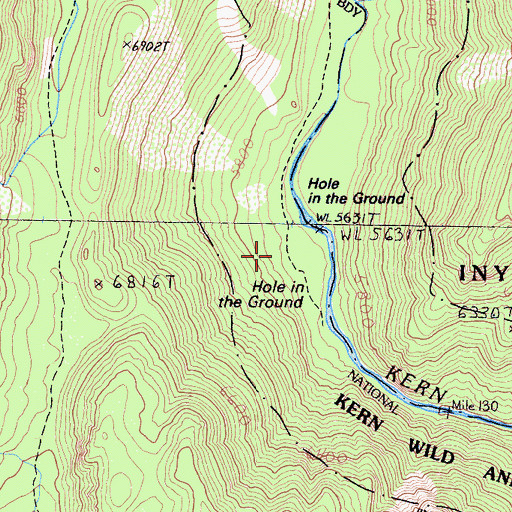 Topographic Map of Hole-in-the Ground, CA