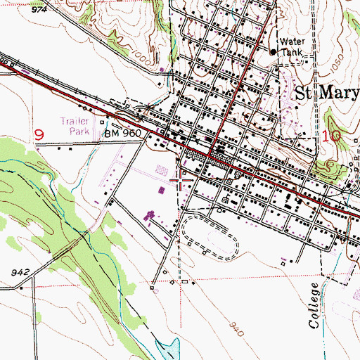 Topographic Map of Keating Mobile Home Park, KS
