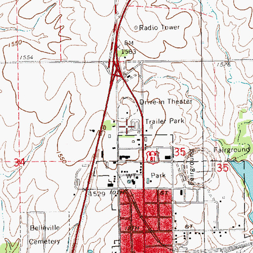 Topographic Map of Lewis Mobile Home Park, KS