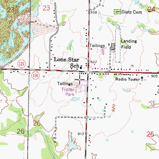 Topographic Map of Lone Star Trailer Court, KS