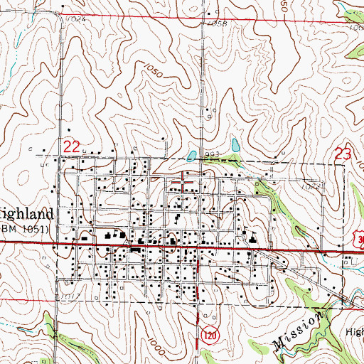 Topographic Map of Lovelady Mobile Home Park, KS