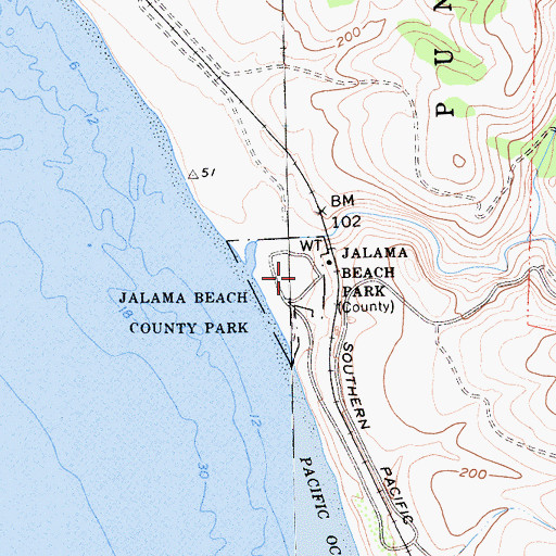 Topographic Map of Jalama Beach County Park, CA