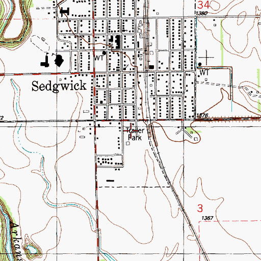 Topographic Map of McKinley Mobile Home Park, KS