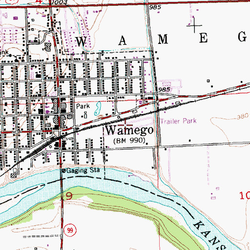 Topographic Map of Mobile Villa Trailer Court, KS