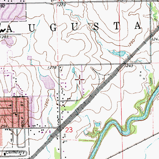 Topographic Map of Oak Ridge Mobile Home Community, KS