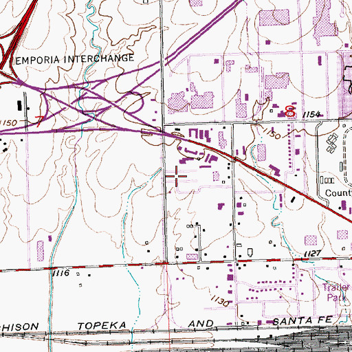 Topographic Map of Paradise Mobile Home Park, KS