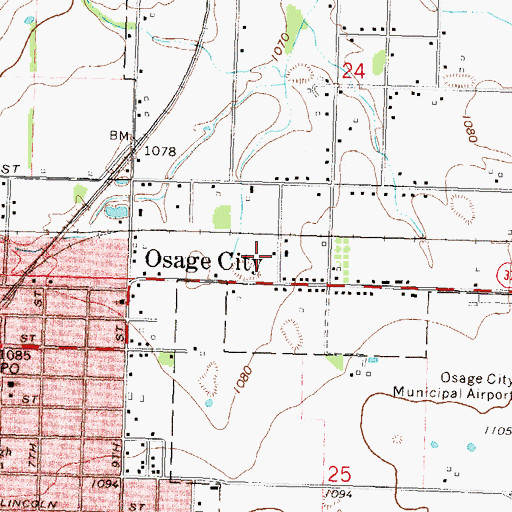Topographic Map of Paradise Mobile Home Park, KS