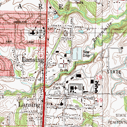 Topographic Map of Parkwood Court Manufactured Home Park, KS